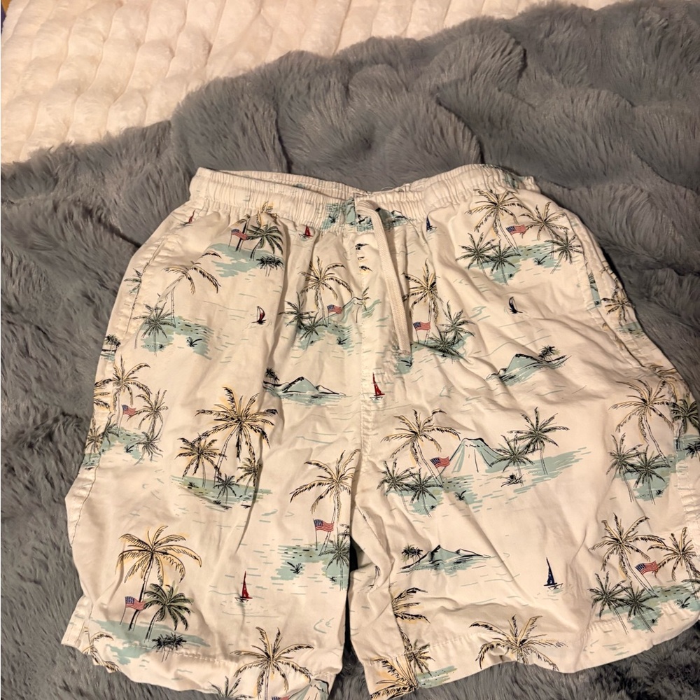 Free Planet Palm Tree and Sailboat Swim Trunks